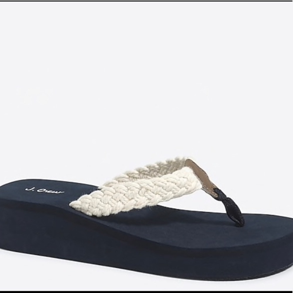 NWOT JCREW Navy Nautical Wedge Flip Flops